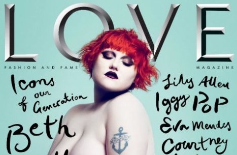 Singer, Beth Ditto on the cover of Love, Spring 2009.