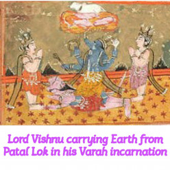 The Story of Lord Vishnu in his Varah incarnation and Hrinyaksh who took the Earth in Patal Lok