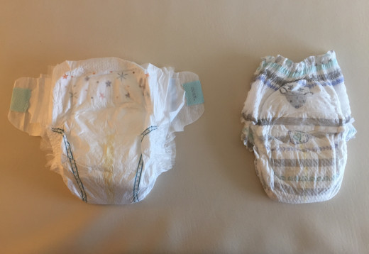 Regular diaper and pull-on diaper front view