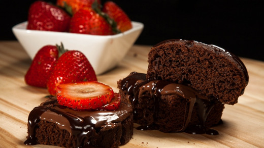 Chocolate Mud Cake and Strawberries