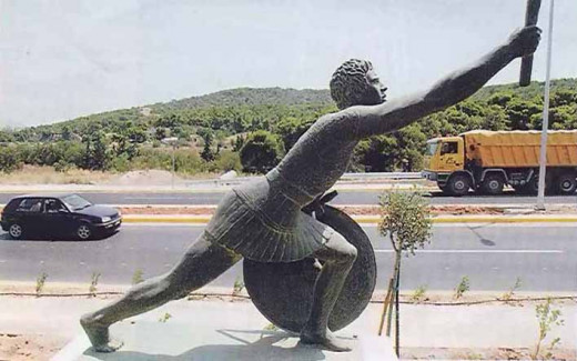 Statue of Pheidippides along the Marathon Road.