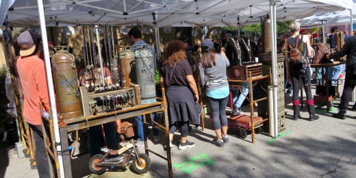 Unique staging for jewelry sales in this booth at the Bayou City Art Festival
