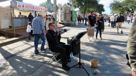 Zachary Lerner, one of the entertainers at the Bayou City Art Festival in downtown Houston.