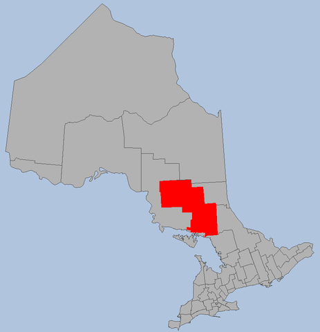 Map location of Sudbury District, Ontario 