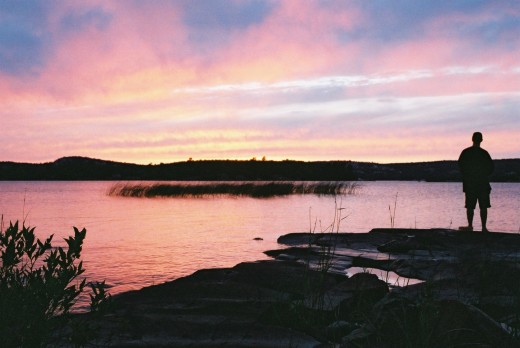 Sunset on Carribou Lake, northern Ontario.