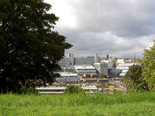 Sheffield Hallam University from Park Hill.