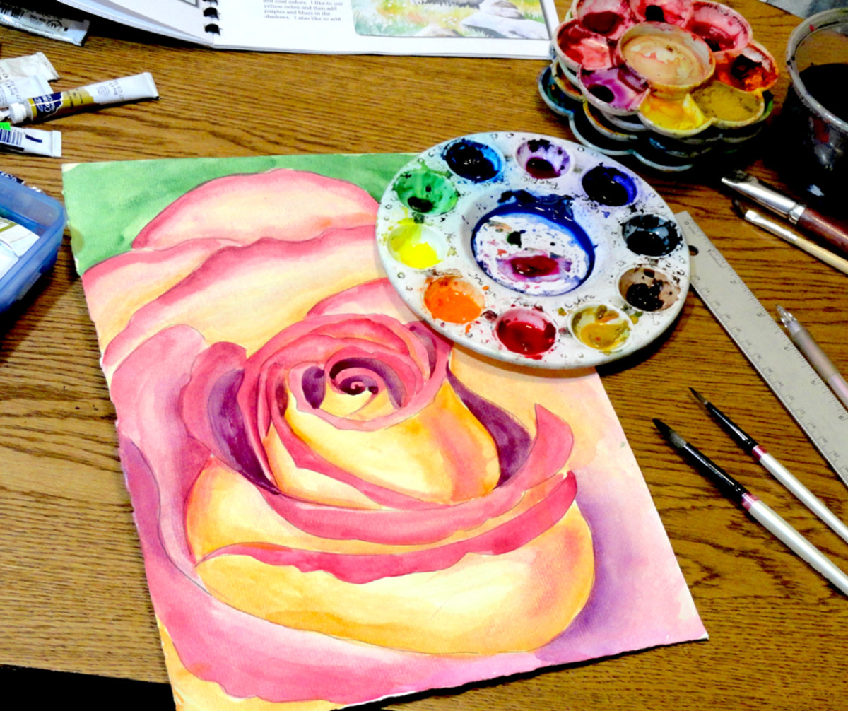Painting a rose.