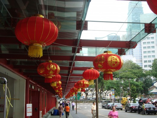 Chinese lanterns decorating the temple