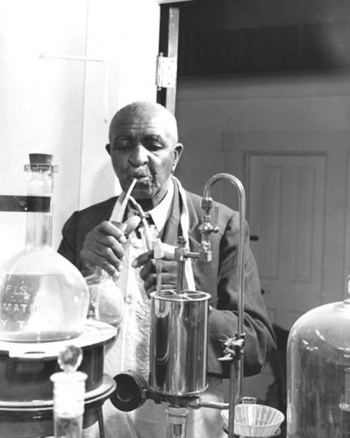 Carver at work in his laboratory.