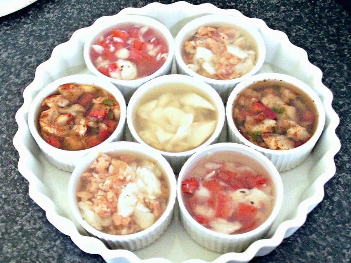 Jellied and potted Atlantic cod with a tasty variety of flavour enhancements