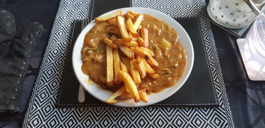 Day 34 - Dinner -  Homemade chicken korma and chips