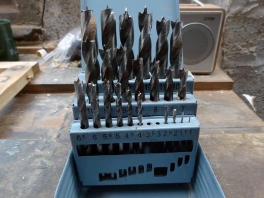 Drill bit set used for drilling the holes, choosing a drill bit just 0.5mm wider than the dowel to allow for the glue.