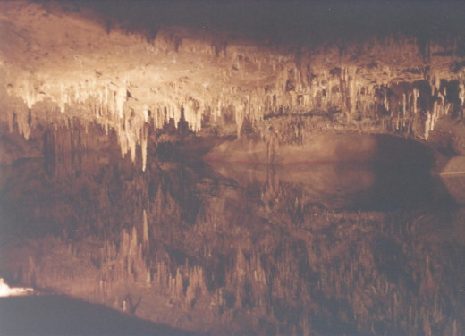 A reflecting pool that gives the illusion it's much deeper than it is.  Luray Caverns, VA