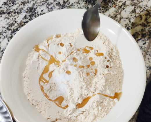 Oil and salt added to flour