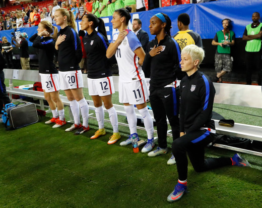 Megan Rapinoe With Similar Gesture As Kaepernick During The National Anthem