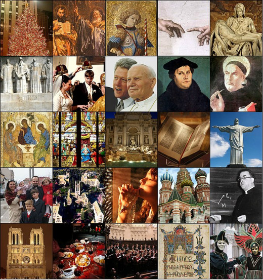 A collage of figureheads within Christianity, past and present.