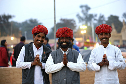 Indian people namskar as per tradition.