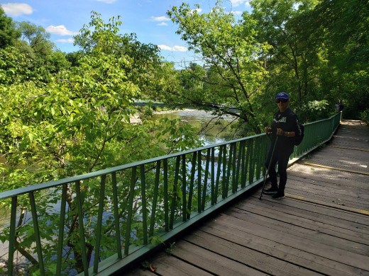 on the bridge.