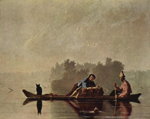 "FUR TRADERS DESCENDING THE MISSOURI" BY GEORGE CALEB BINGHAM 1845