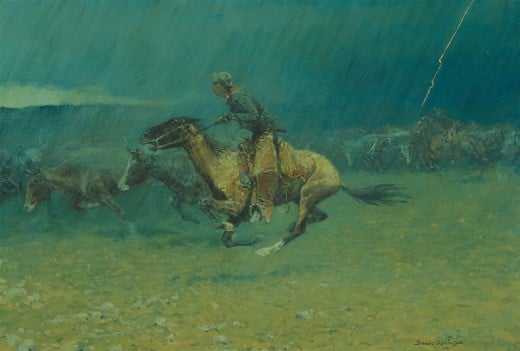 "THE STAMPEDE" BY FREDERIC REMINGTON 1908