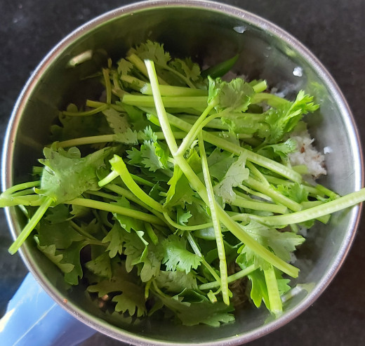 Add 1/4 cup of fresh coriander leaves.