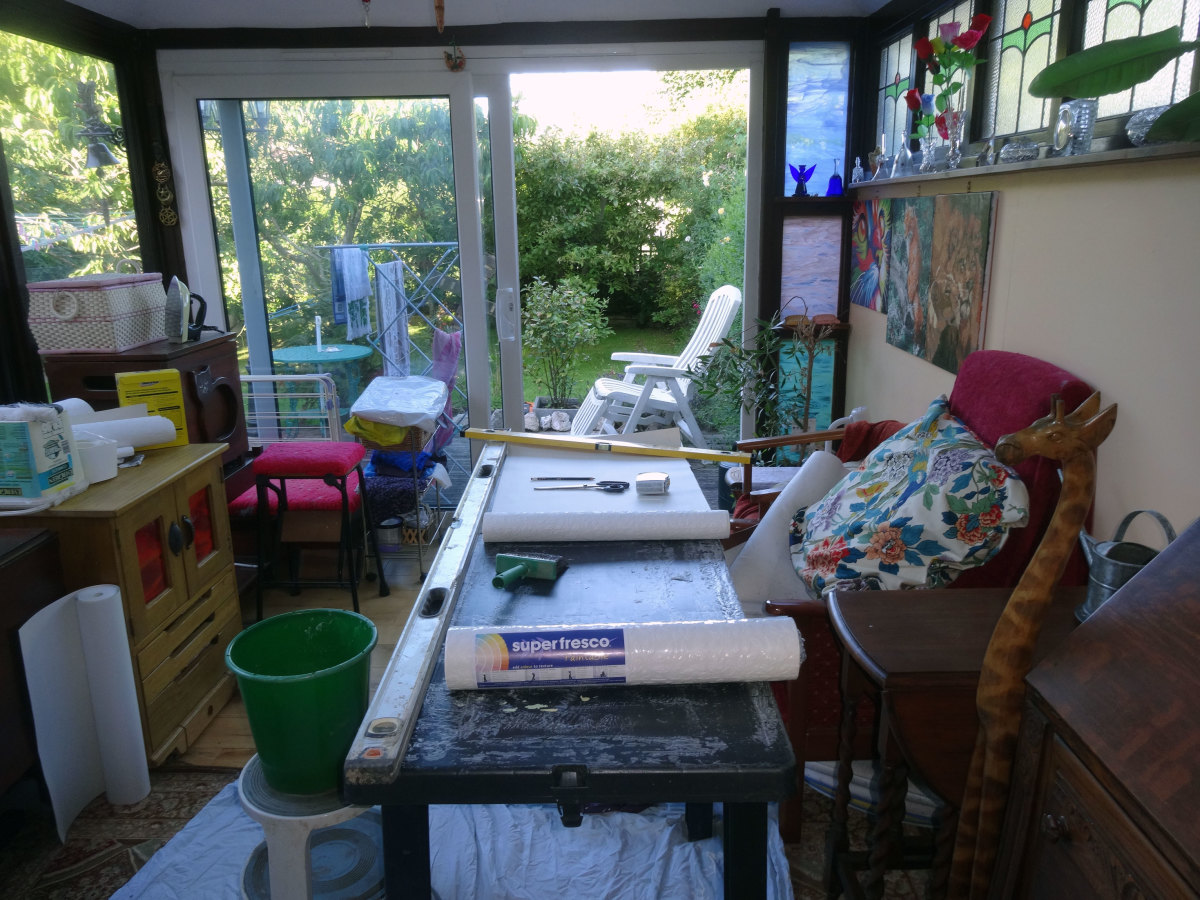With there not being enough space in the office, I set up the paste table in our conservatory