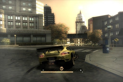 Yellow Porche using speed breaker (bullet time, slow time), racing car