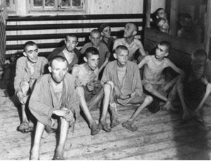 Auschwitz survivors during the LIberation in 1945.