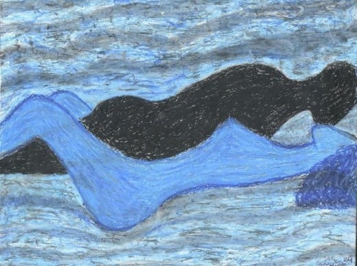 Oil Pastel, Romantic Art and Nude Art By Injete Chesoni: Sea of Ecstasy