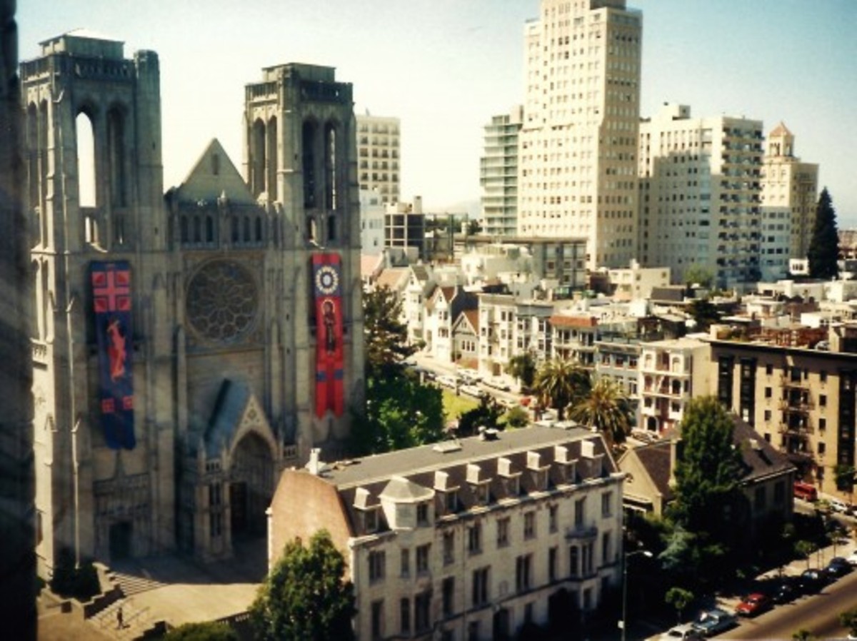 View of Grace Cathedral from our room at the Huntington Hotel in San Francisco.