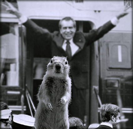 And Crasher Squirrels great great Grandfather hear Nixon say his last words while in office. He says Nixon's last words were NUTS. Though were not sure who Nixon was referring to. 