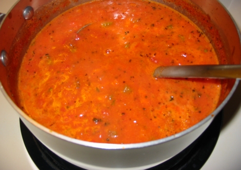 This homemade tomato soup is so delicious especially of a cold winter afternoon with a peanut butter sandwich or two. 