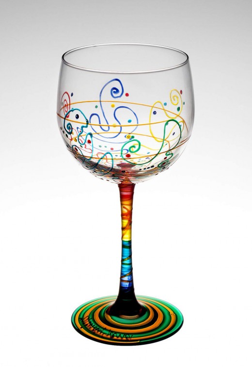 Hand painted water or wine glass