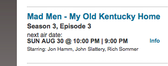 Screen shot of AMC's scheduled air date for "My Old Kentucky Home." / E. A. Wright