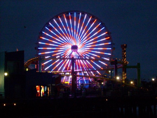 The ferris wheel at Santa Monica is one of L.A.'s iconic landmarks. We happened to get there right as the sun set, which is when my husband got this awesome shot.