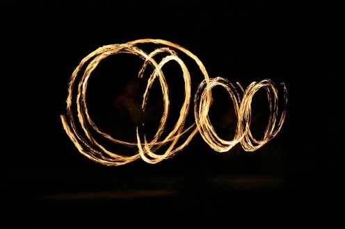 Fire dancing is a frequent entertainment in Mexico (public domain).