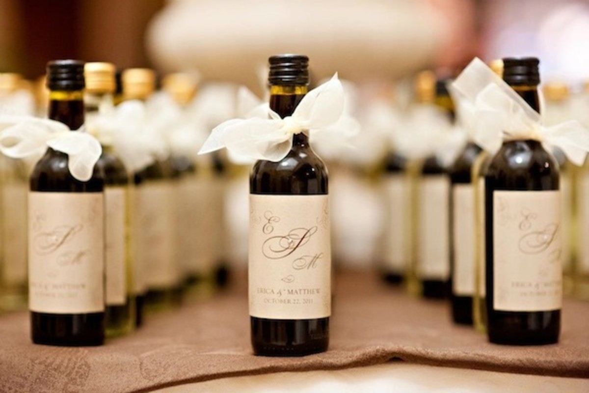 Have either a large or mini bottle of wine for your guests. Decorate it with your own label and dress them up with a bow.