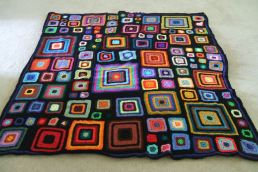 This is the Babette Blanket that my mother crocheted for me. It used her entire stash (at the time) and created this beautiful piece that I’ll keep for the rest of my life. It’s fun to crochet and a gorgeous new take on traditional granny squares.