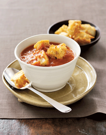 You can also make garlic bread croutons and serve your cream of tomato soup over them for a extra tasty treat. 