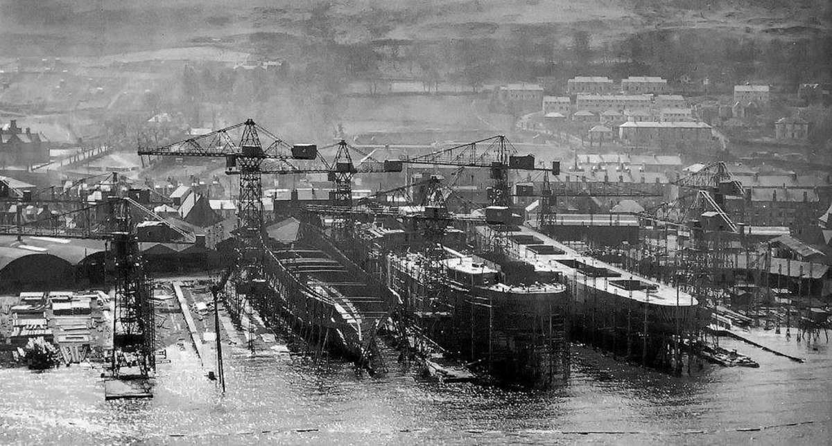Lithgows East Yard in Port Glasgow, 1950s.