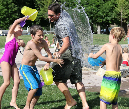Your kids will love a water fight with their friends.