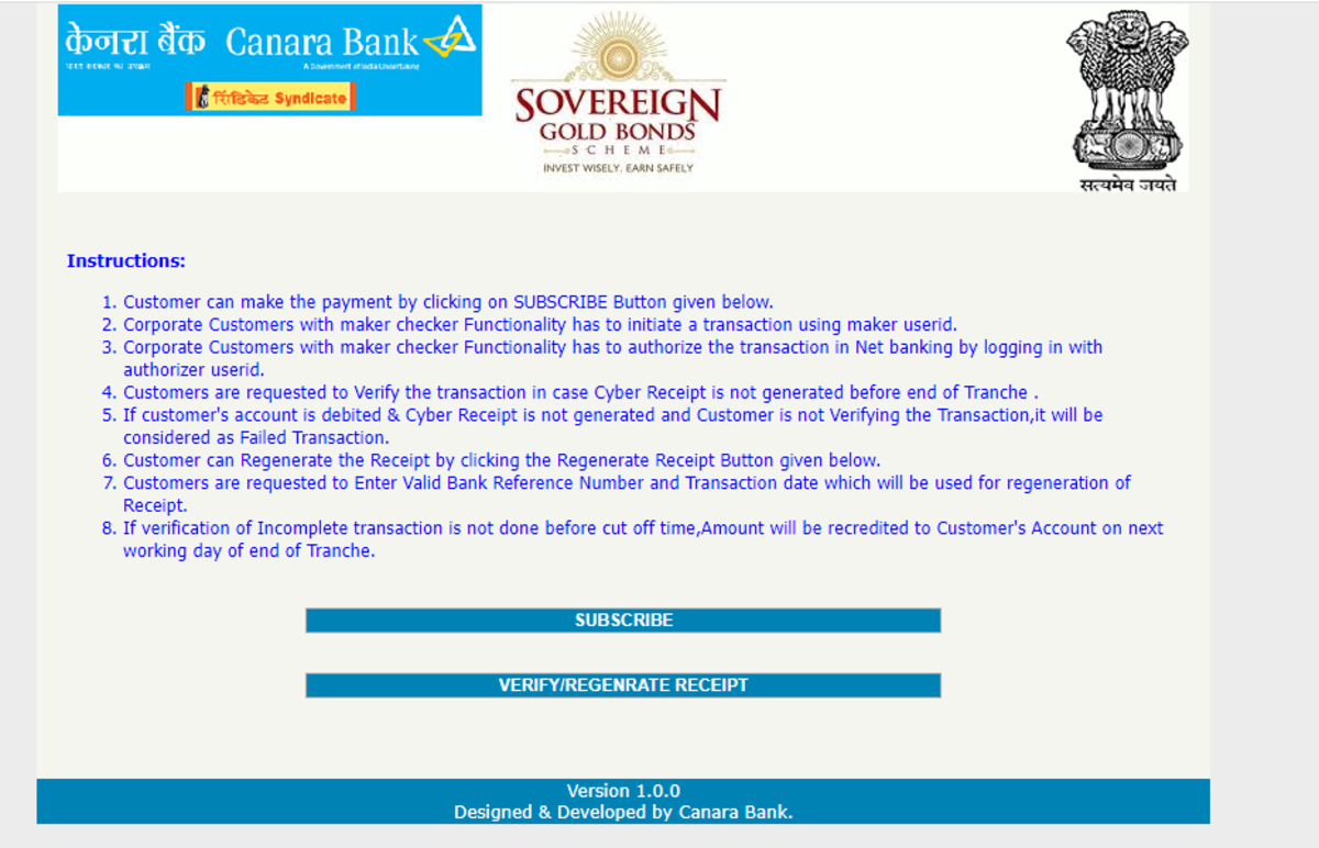 How to Invest in Sovereign Gold Bonds (SGB) Online Using Canara Bank Netbanking