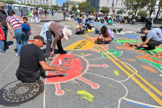  quarter million people joined the Climate Action March around the world on Sep. 8, 2018, asking for immediate action to reduce climate change. In San Francisco, thousands of activists created one the largest street murals ever made.