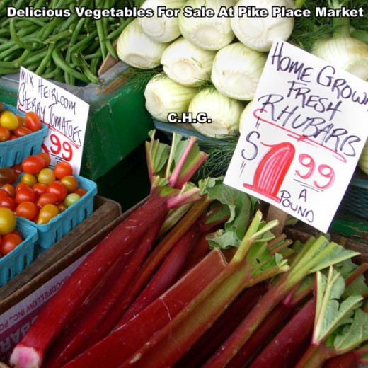 Delicious Fresh Vegetables For Sale At The Pike Place Market