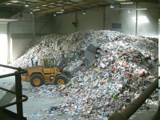 A small amount of the daily recycle waste collection