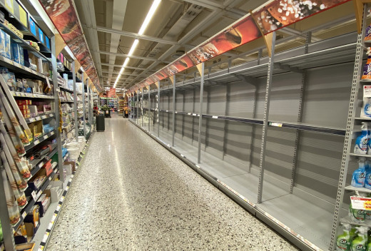 Empty shelves were a common sight during 2020 Coronavirus lockdowns, due to shipping and freight problems. I don't recommend stockpiling at the expense of your neighbors.