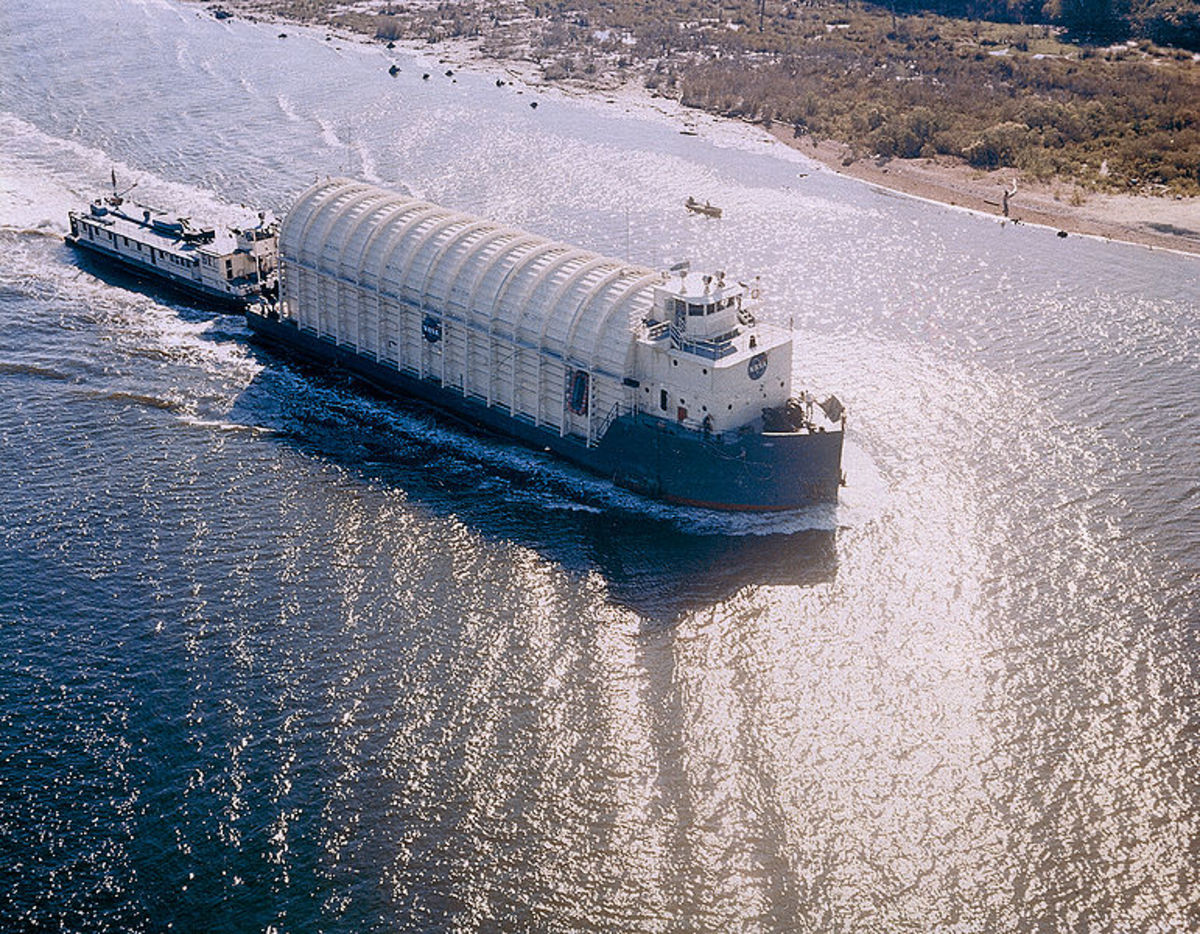 Palaemon barge carrying Saturn IV S-IB to a NASA facility. 
