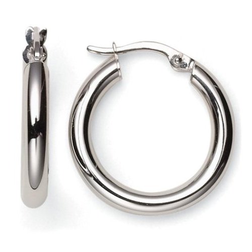 White gold is used in a variety of jewelry pieces, including these hoop earrings