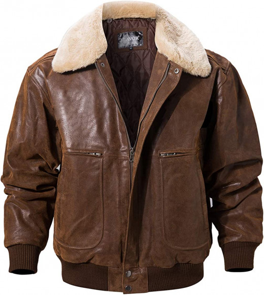 Men's brown bomber jacket
