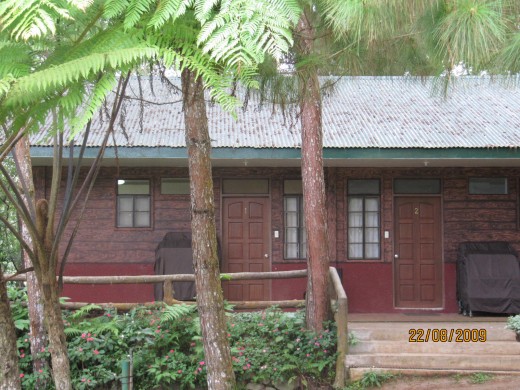 One of the log cabins
